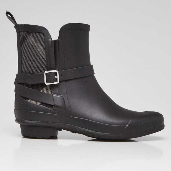 Burberry Black Rubber Short Ankle Rain Boots Size 4.5/35 - Picture 2 of 4